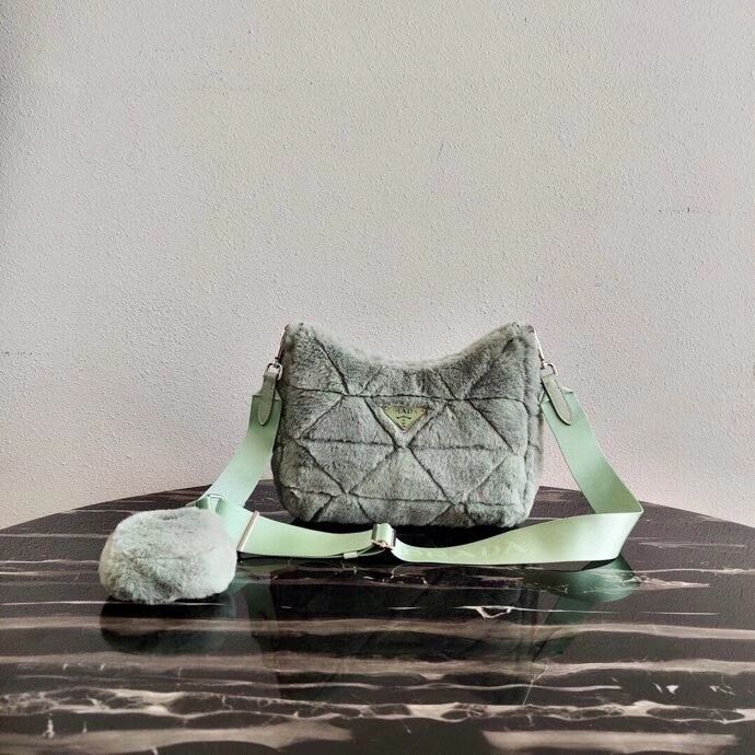 Prada Mink hair shoulder bag 1BC151M light green