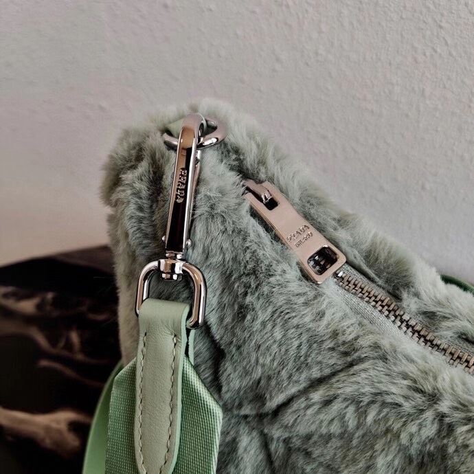 Prada Mink hair shoulder bag 1BC151M light green