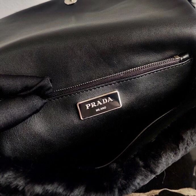 Prada Mink hair shoulder bag 1BC292M black