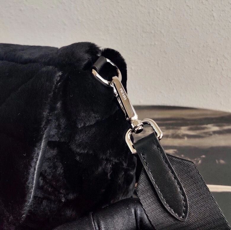Prada Mink hair shoulder bag 1BC292M black