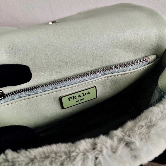 Prada Mink hair shoulder bag 1BC292M light green