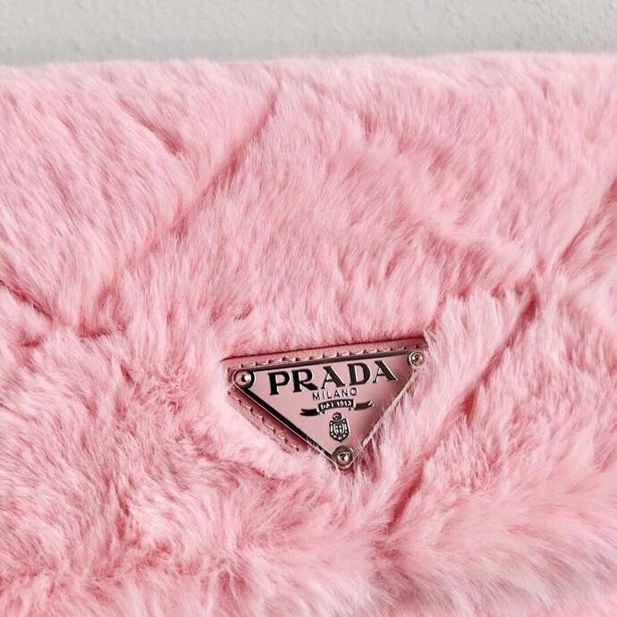 Prada Mink hair shoulder bag 1BC292M pink