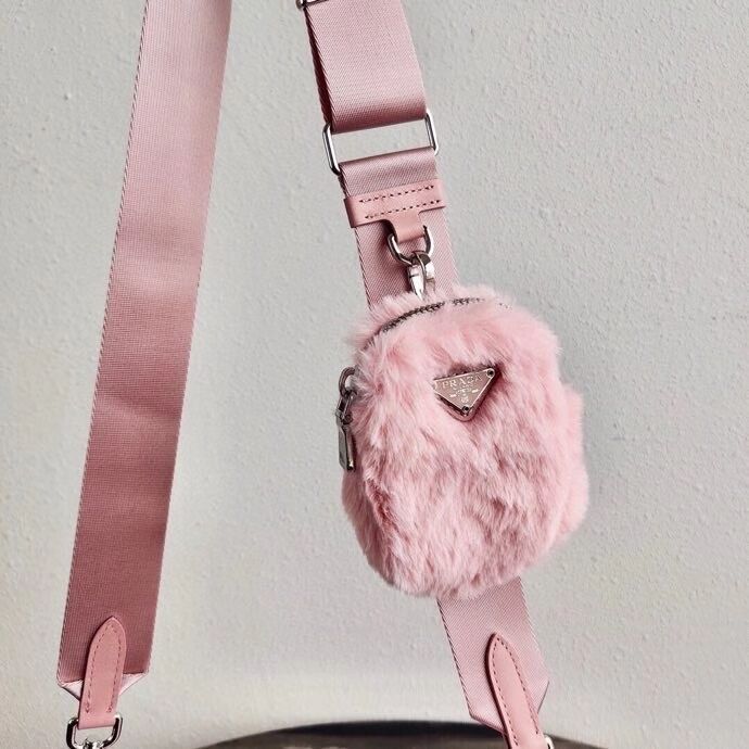 Prada Mink hair shoulder bag 1BC292M pink