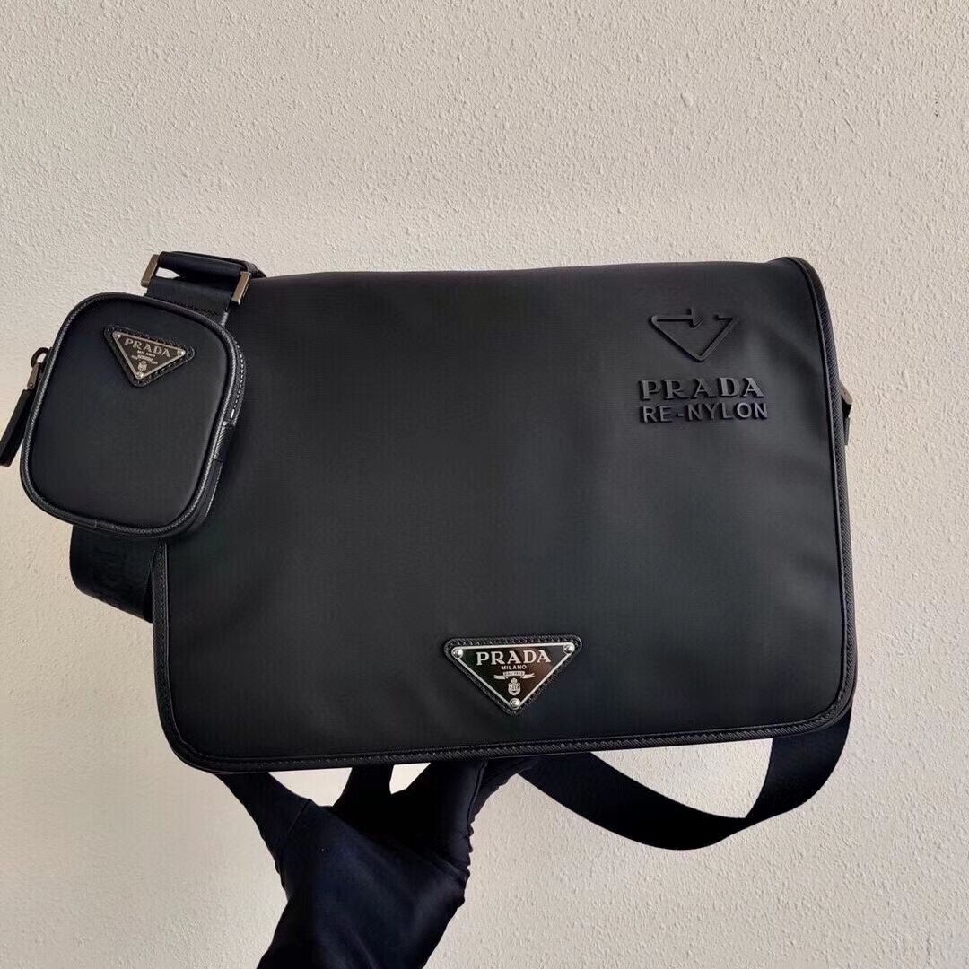 Prada Re-Nylon and Saffiano leather shoulder bag 2VD039 black