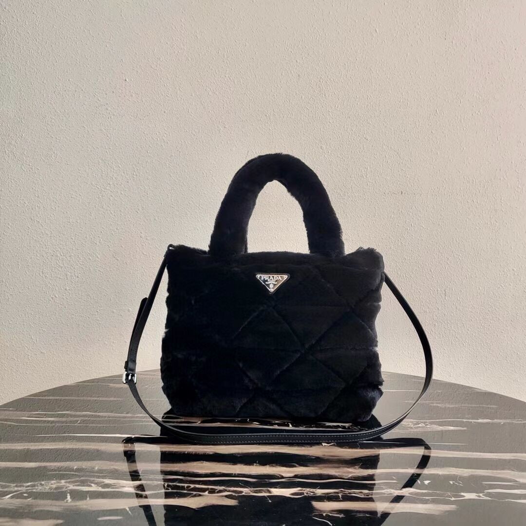 Prada Shearling tote 1BG378 black