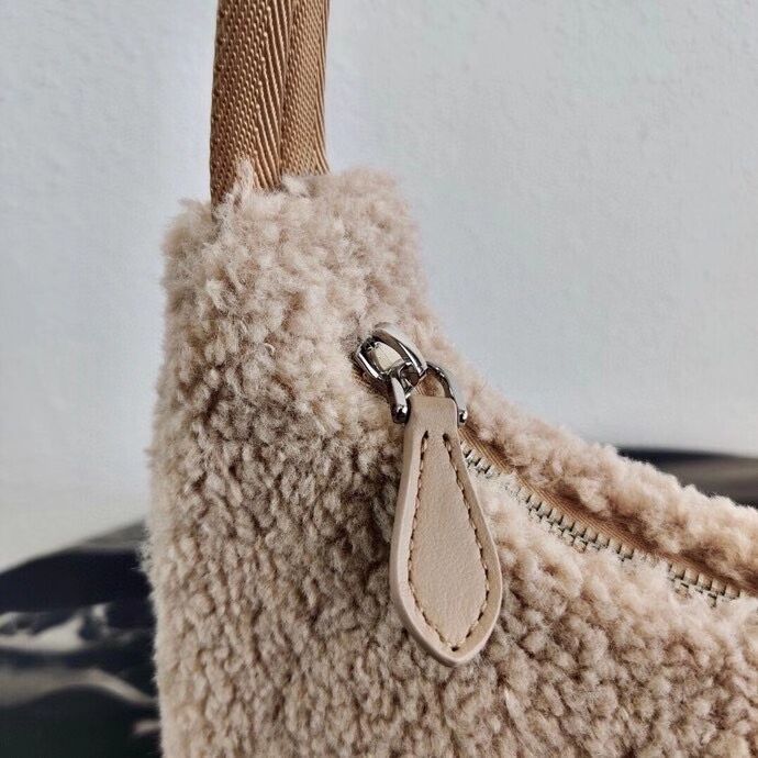 Prada Shearling tote mini-bag 1NE515 Biscuits