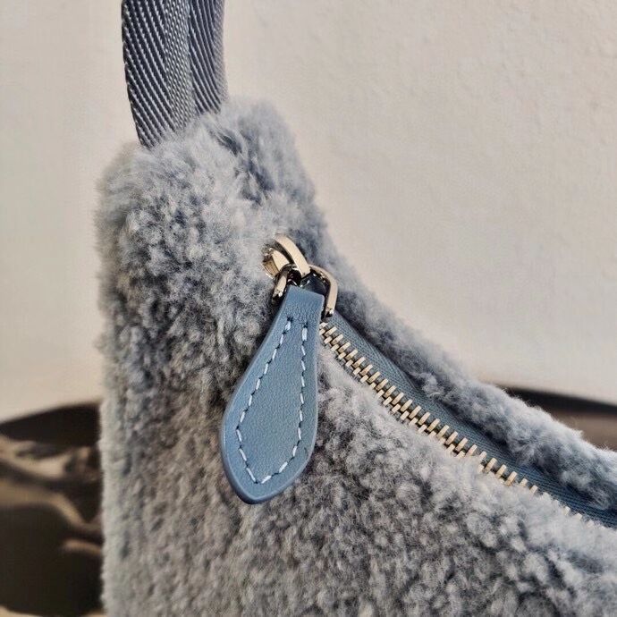 Prada Shearling tote mini-bag 1NE515 light blue