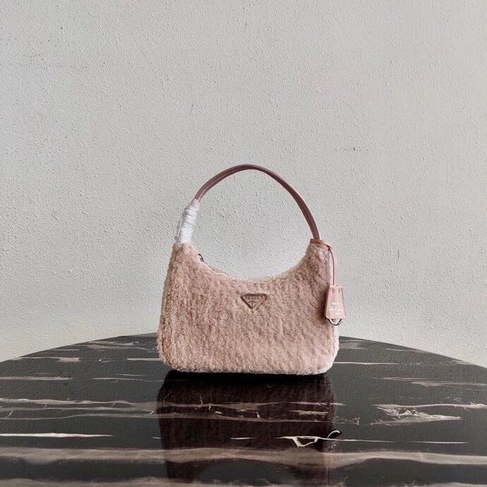 Prada Shearling tote mini-bag 1NE515 pink