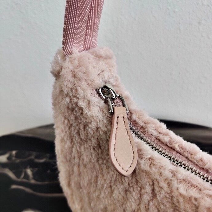 Prada Shearling tote mini-bag 1NE515 pink