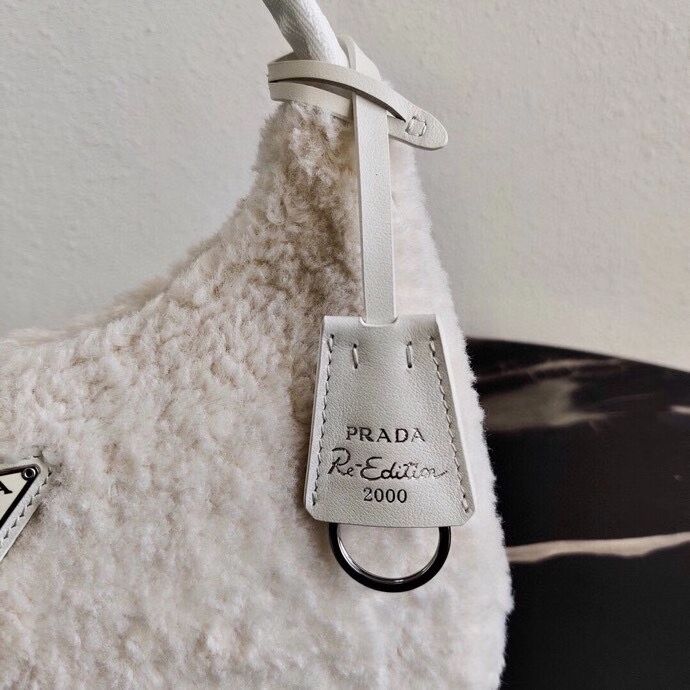 Prada Shearling tote mini-bag 1NE515 white