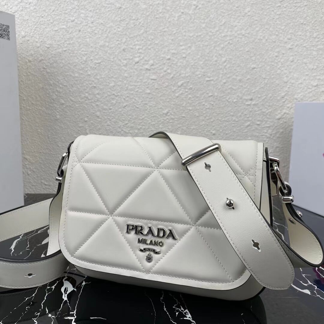 Prada System nappa leather patchwork bag 1BG283 white