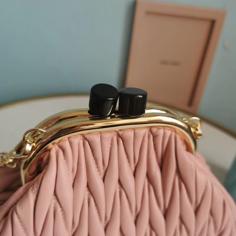 miu miu Matelasse Nappa Leather Shoulder Bag 5BB016L pink