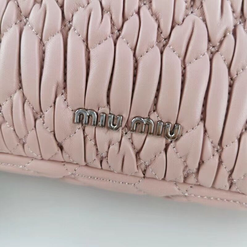 miu miu Matelasse Nappa Leather Shoulder Bag 5BP012M pink