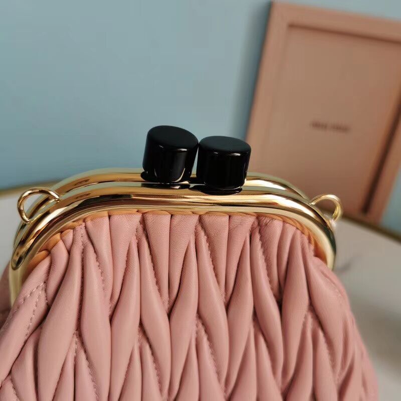 miu miu Matelasse Nappa Leather mini Shoulder Bag 5BB017S pink