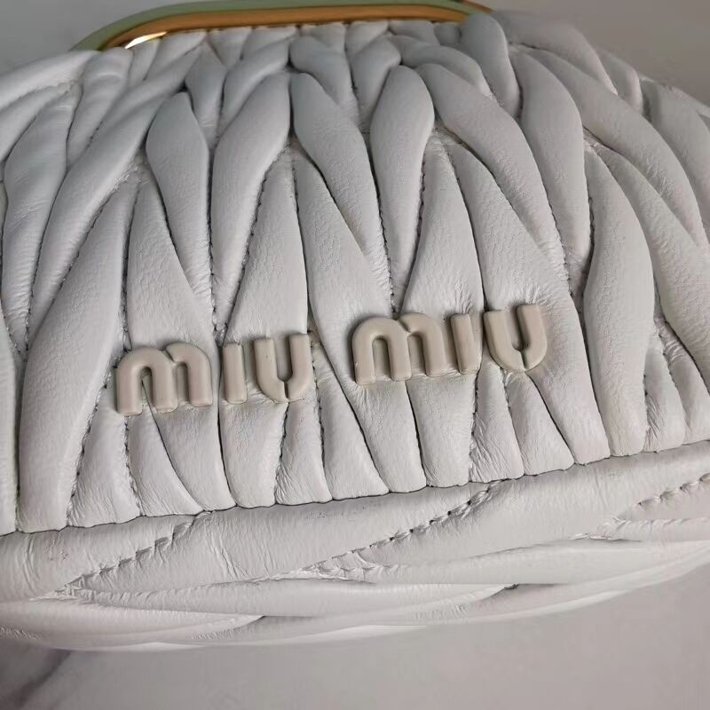 miu miu Matelasse Nappa Leather mini Shoulder Bag 5BB017S white