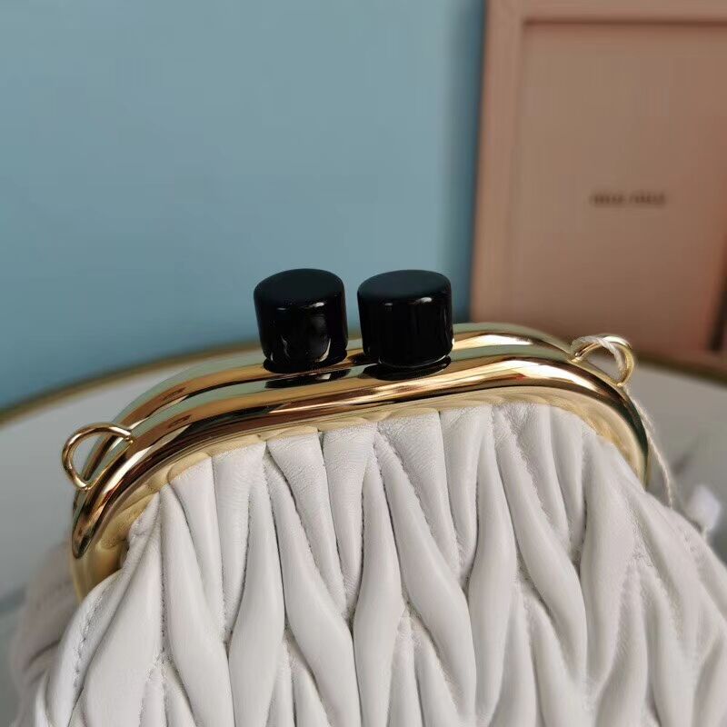 miu miu Matelasse Nappa Leather mini Shoulder Bag 5BB017S white