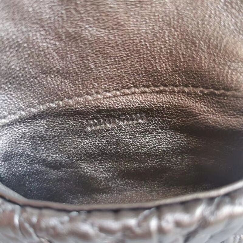 miu miu Matelasse Nappa Leather mini Shoulder Bag 5TT124 Silver