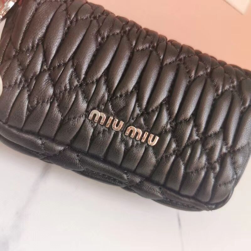 miu miu Matelasse Nappa Leather mini Shoulder Bag 5TT124 black