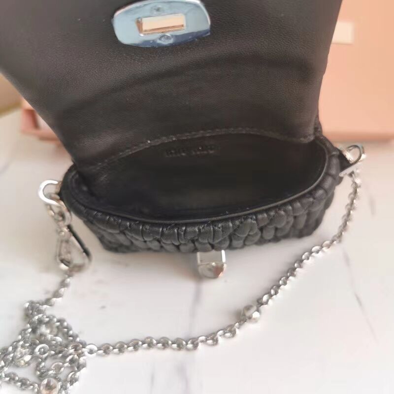 miu miu Matelasse Nappa Leather mini Shoulder Bag 5TT124 black