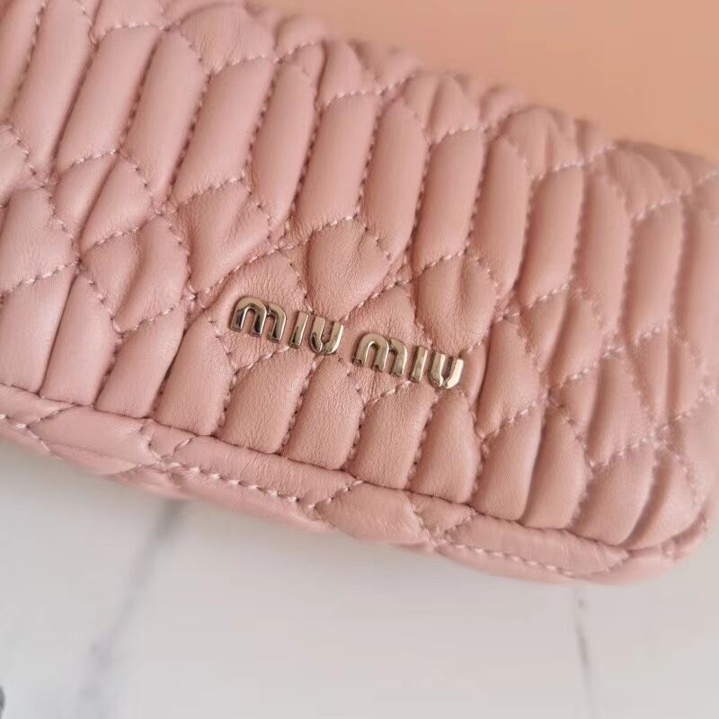 miu miu Matelasse Nappa Leather mini Shoulder Bag 5TT124 pink