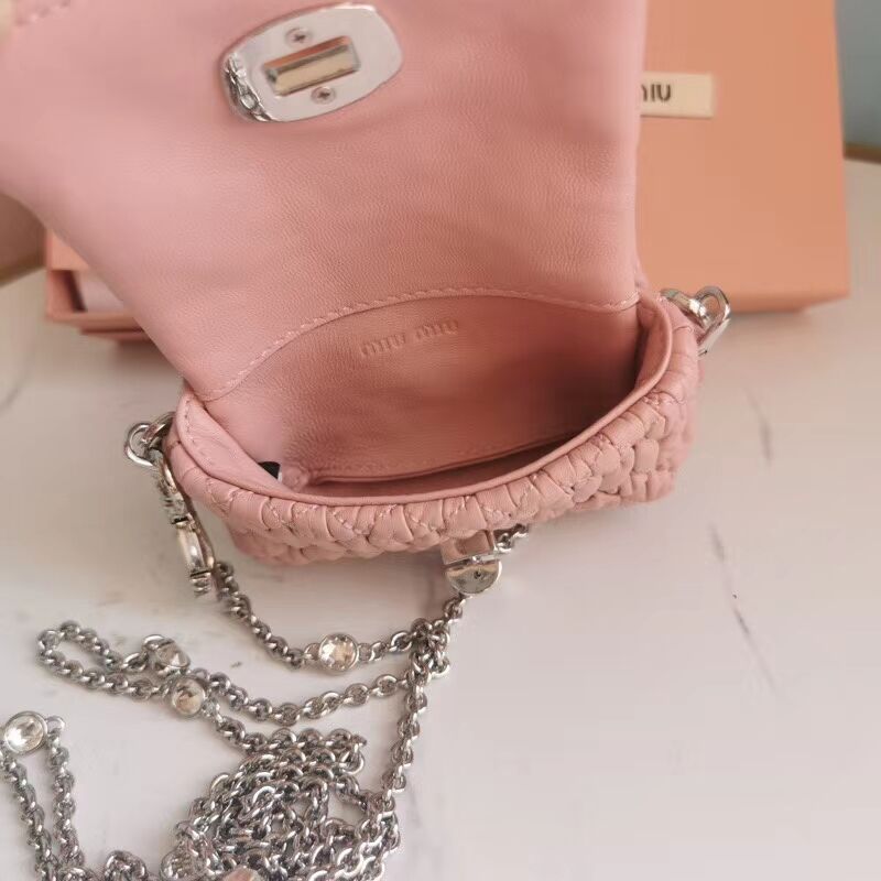 miu miu Matelasse Nappa Leather mini Shoulder Bag 5TT124 pink