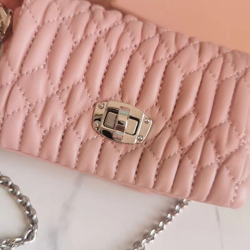 miu miu Matelasse Nappa Leather mini Shoulder Bag 5TT124 pink