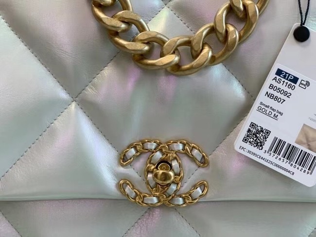 chanel 19 large flap bag Iridescent Calfskin&Gold-Tone AS1162 
