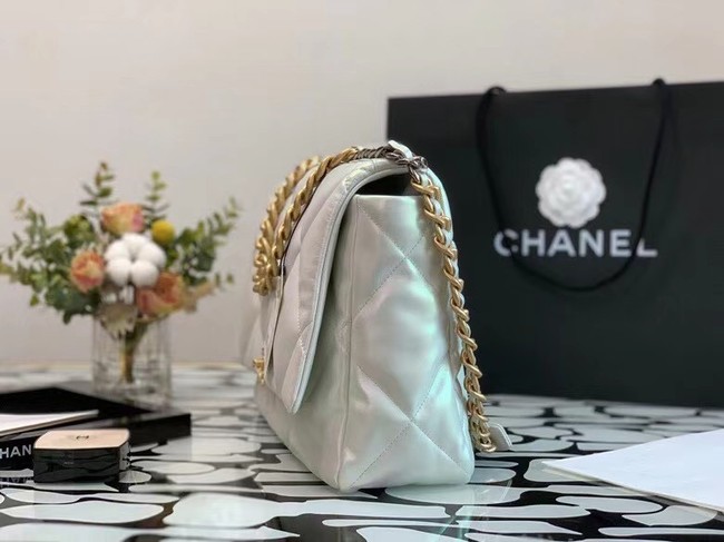 chanel 19 large flap bag Iridescent Calfskin&Gold-Tone AS1162 