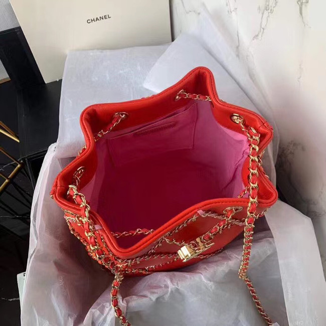 Chanel drawstring bag Lambskin AS2386 red