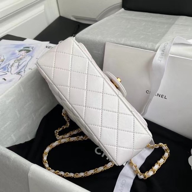 Chanel mini flap bag with top handle AS2431 White