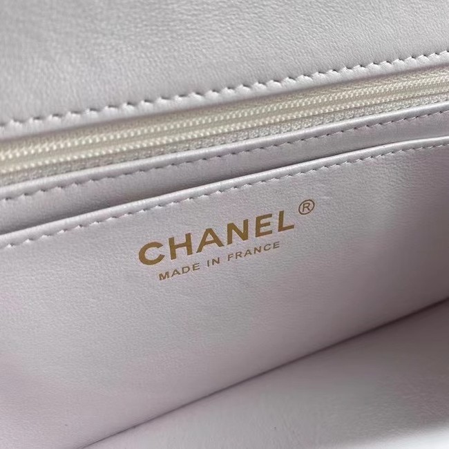 Chanel mini flap bag with top handle AS2431 White