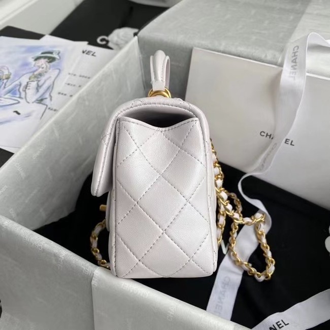 Chanel mini flap bag with top handle AS2431 White