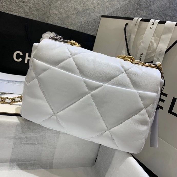 Chanel 19 flap bag AS1160 White