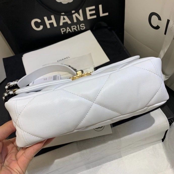 Chanel 19 flap bag AS1160 White