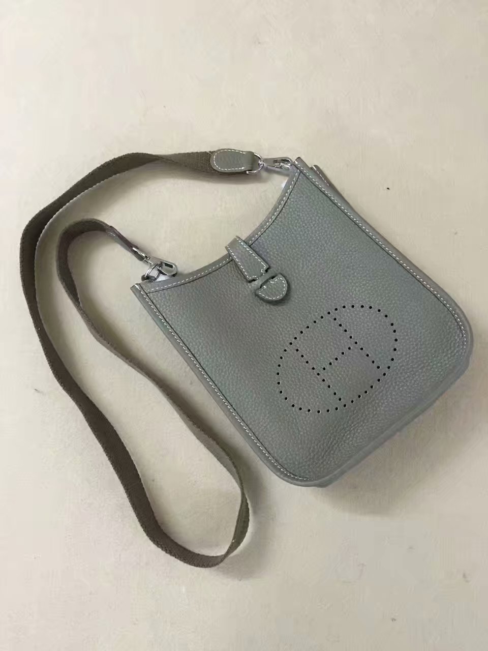 Hermes Evelyne original togo leather mini Shoulder Bag H15698 dark grey