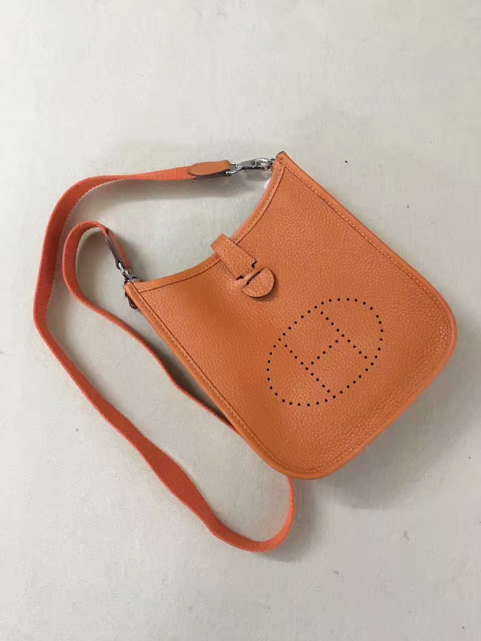 Hermes Evelyne original togo leather mini Shoulder Bag H15698 orange