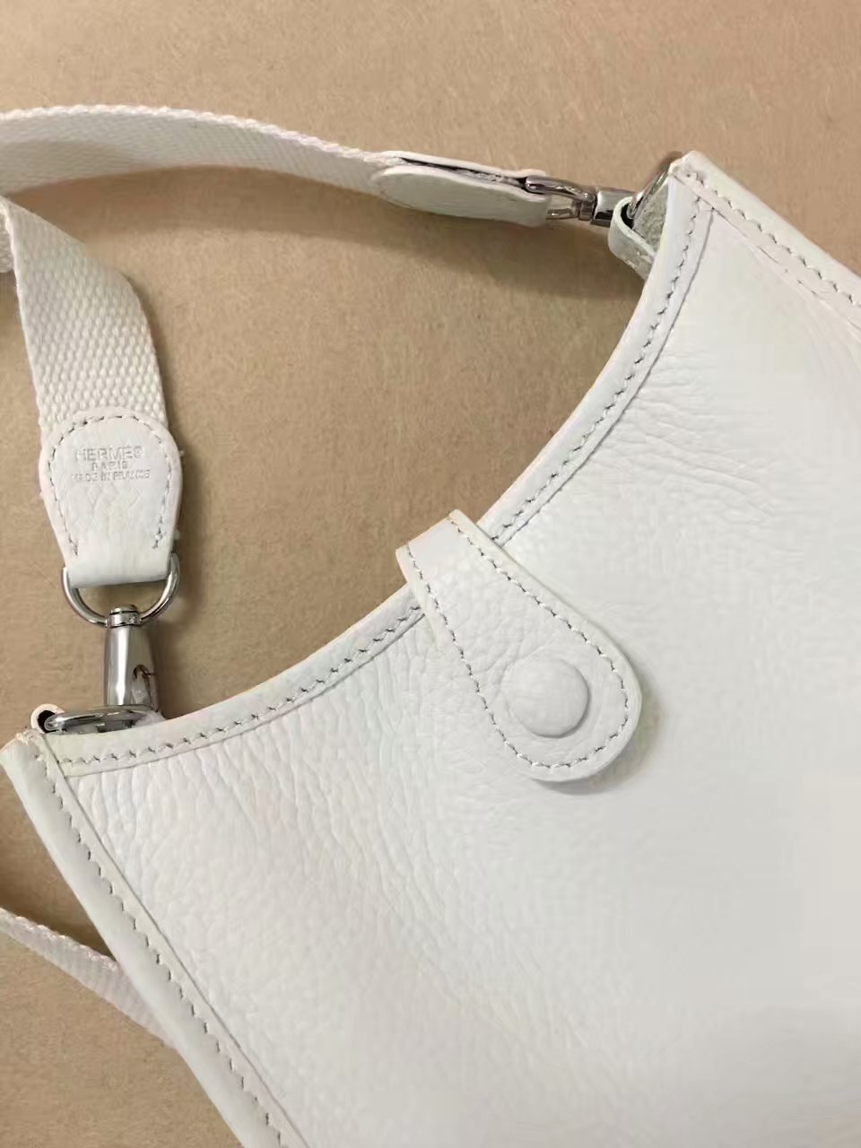 Hermes Evelyne original togo leather mini Shoulder Bag H15698 white