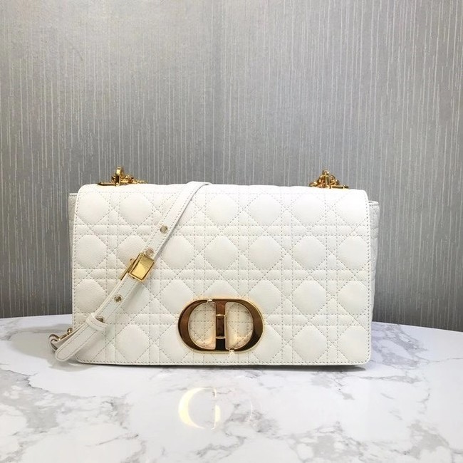 LARGE DIOR CARO BAG Soft Cannage Calfskin M9243U white