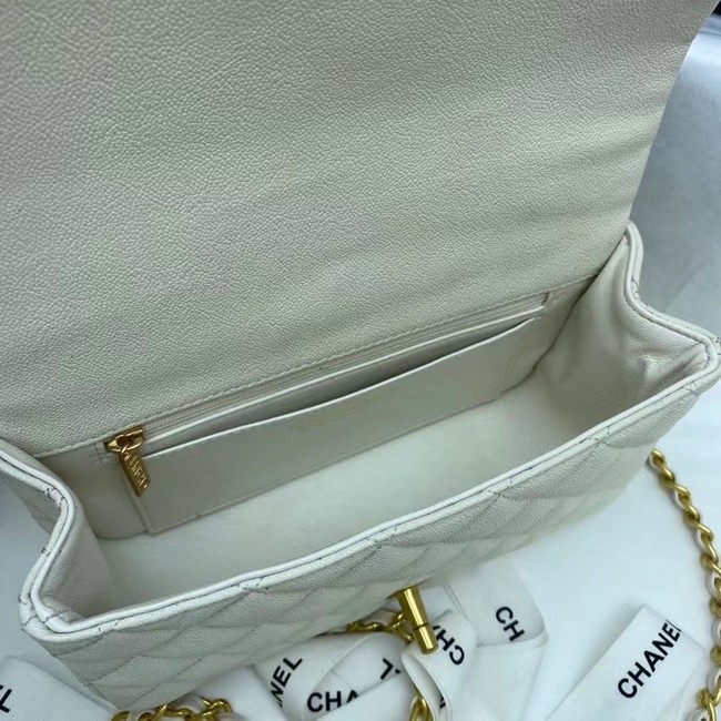 CHANEL mini flap bag with top handle AS2431 White