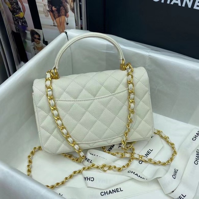 CHANEL mini flap bag with top handle AS2431 White