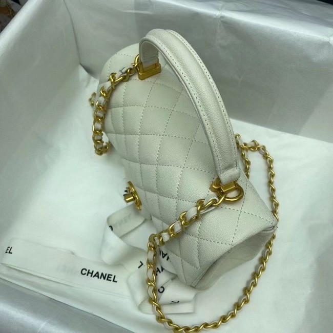 CHANEL mini flap bag with top handle AS2431 White