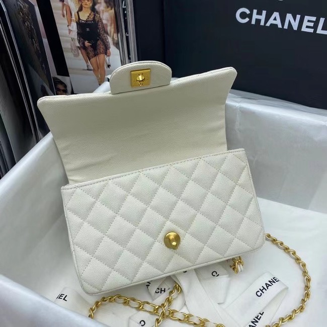 CHANEL mini flap bag with top handle AS2431 White