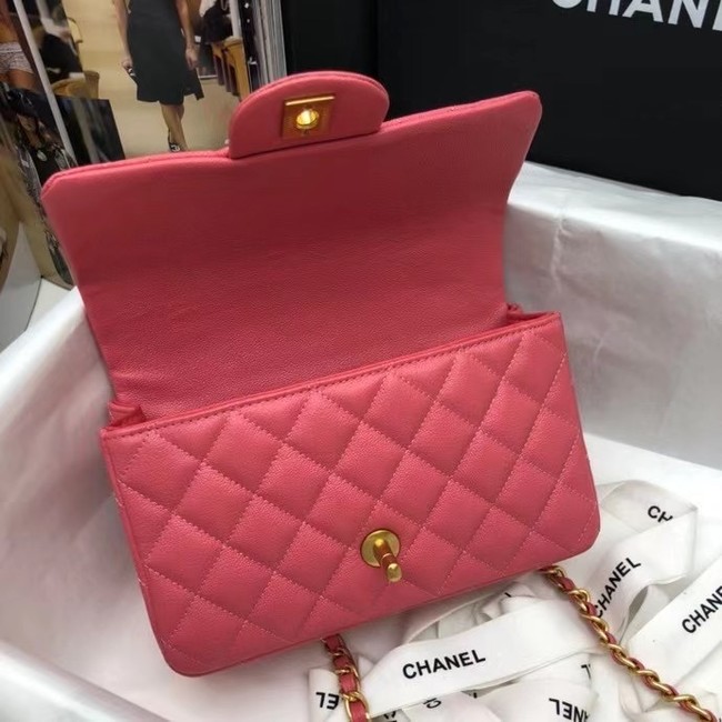 CHANEL mini flap bag with top handle AS2431 rose 