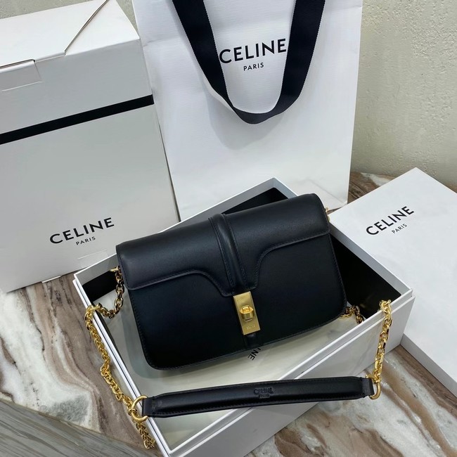 Celine TRIOMPHE SHOULDER BAG IN SHINY CALFSKIN 194023 BLACK