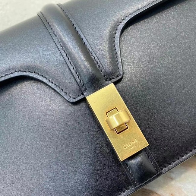 Celine TRIOMPHE SHOULDER BAG IN SHINY CALFSKIN 194023 BLACK