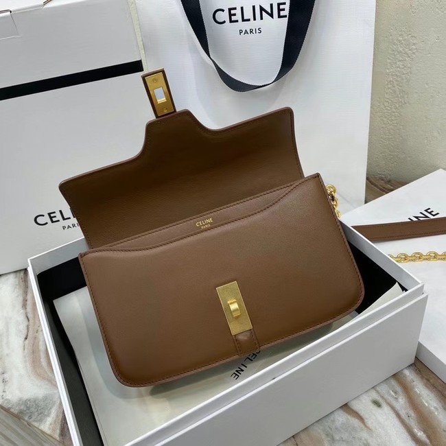 Celine TRIOMPHE SHOULDER BAG IN SHINY CALFSKIN 194023 brown