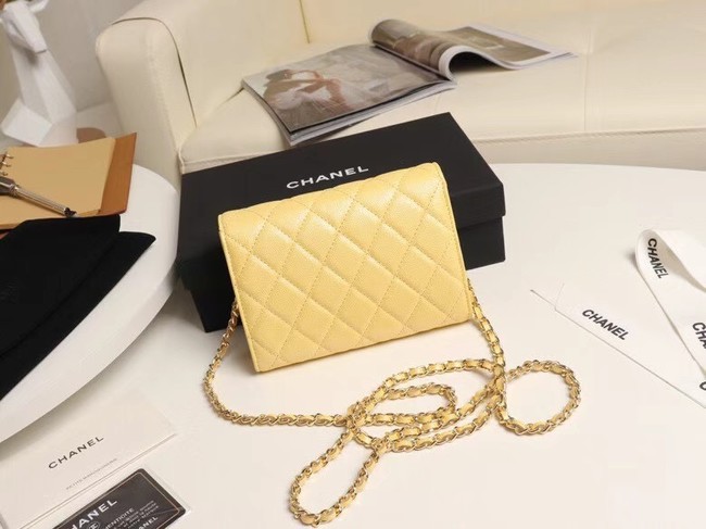 Chanel mini flap bag Grained Calfskin A84512 yellow