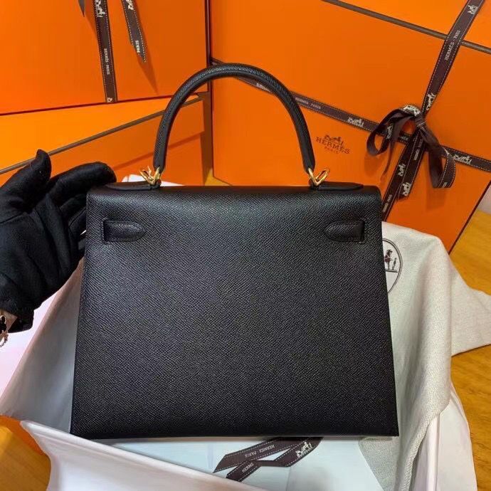 Hermes Kelly 28cm Shoulder Bags Epsom Leather KL28 Black