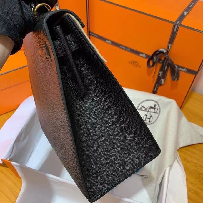 Hermes Kelly 28cm Shoulder Bags Epsom Leather KL28 Black