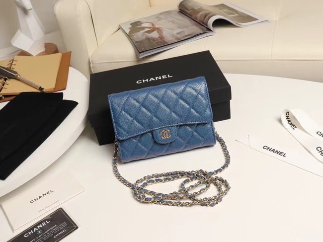 Chanel mini flap bag Grained Calfskin A84512 blue